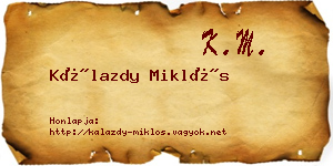 Kálazdy Miklós névjegykártya